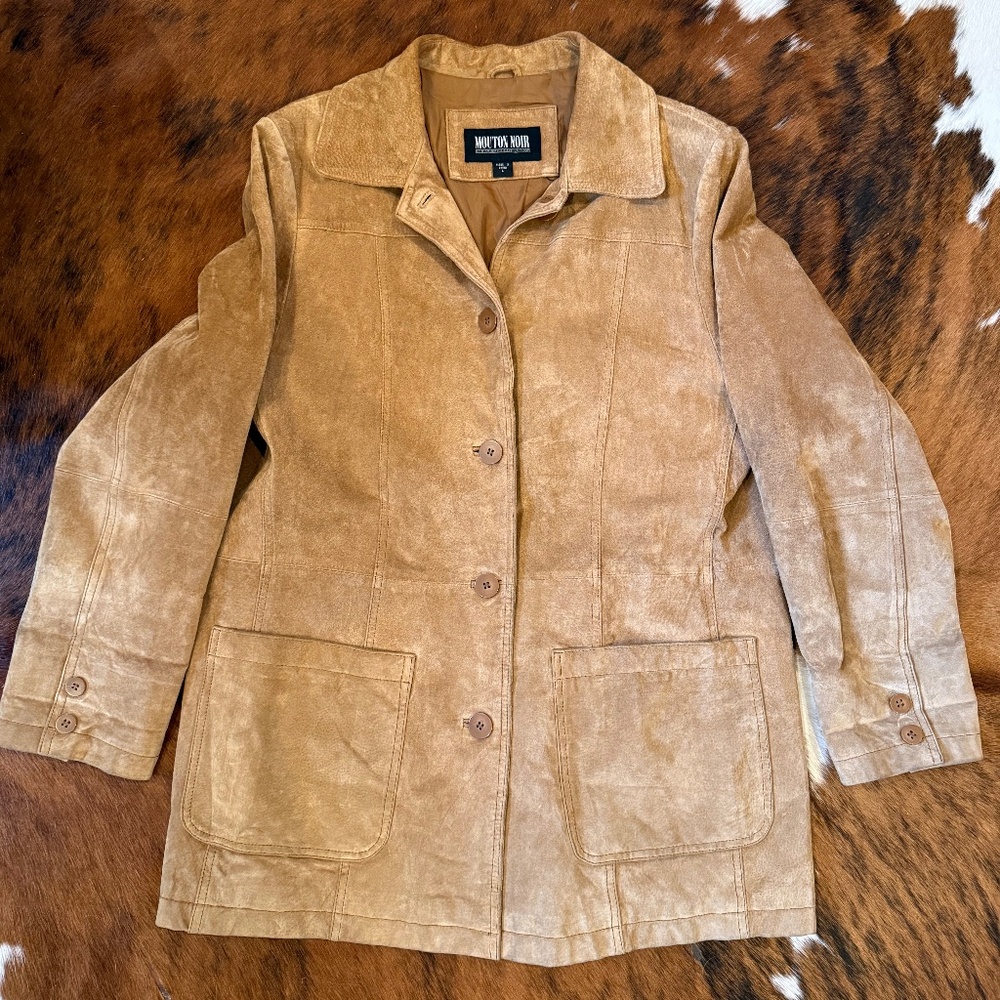 Vintage Mouton Noir Black Sheep by Bernardo Suede Leather Jacket LARGE